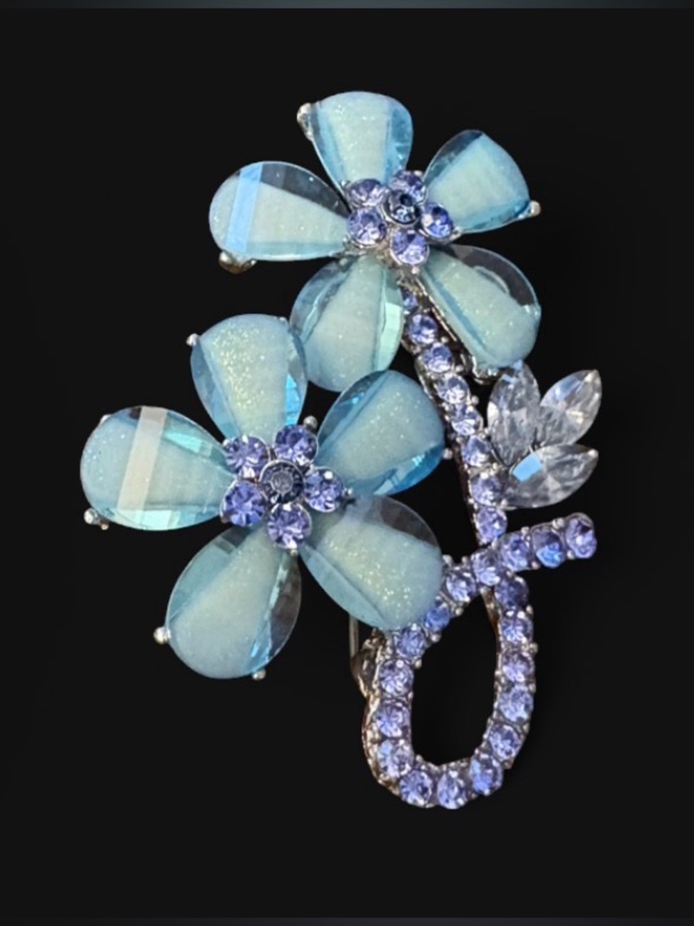 🦖 5 for $20 Sky Blue Floral Crystal Brooch - Women's Jewelry